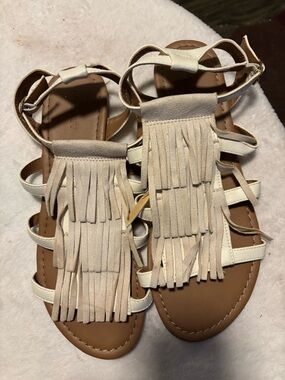 2 for 10.00 sale Fringed Strappy Women's Sandals in Cream